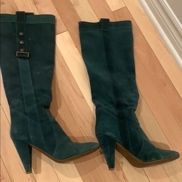 Fornarina suede blue feel heeled boots under knee - Picture 1 of 3